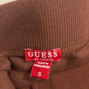 Guess Chocolate Ribbed Knit Top